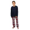 15C748: Boys Jersey Top & Soft Flannel Lounge Pant- Check (7-13 Years)